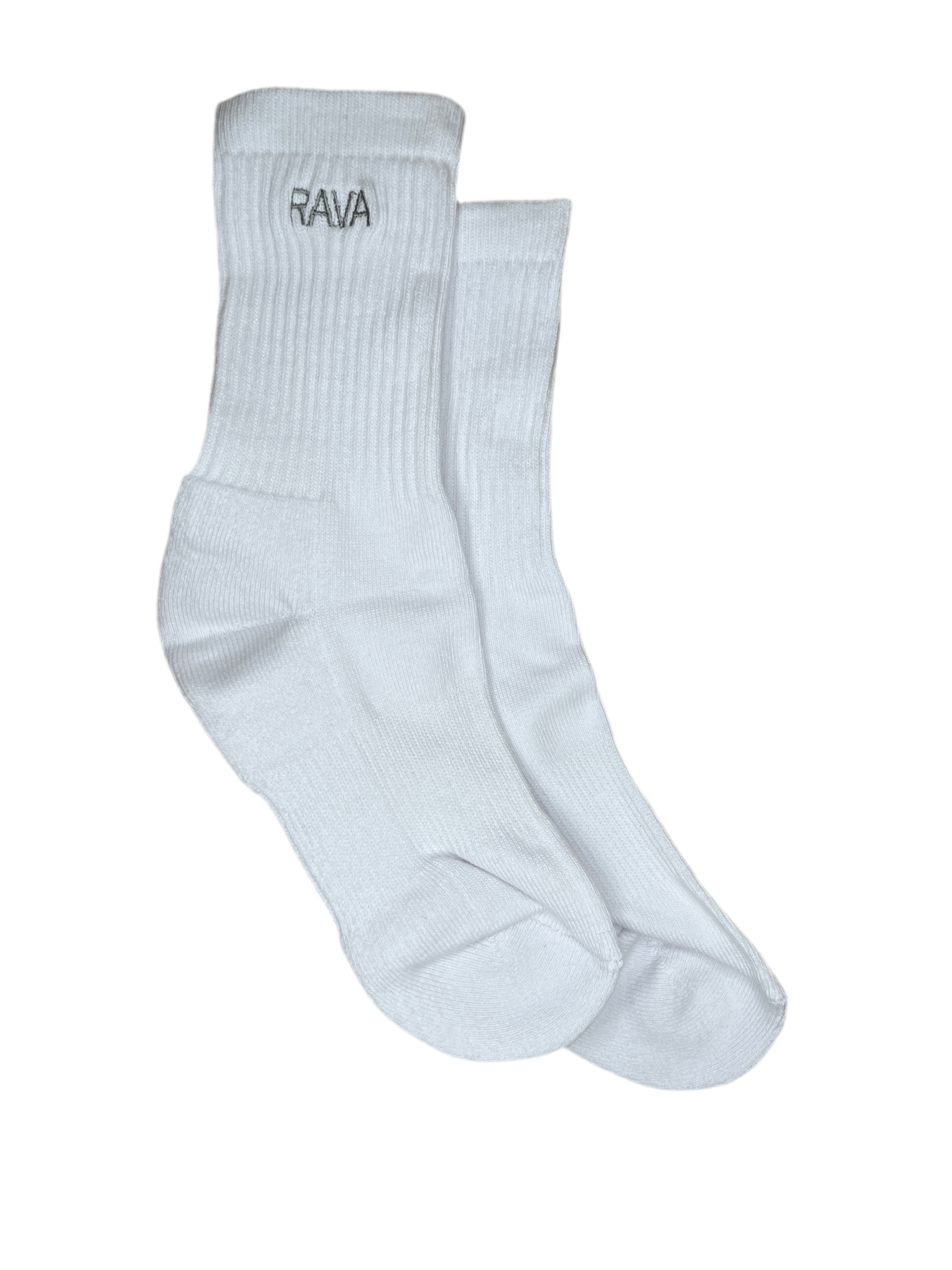 Women’s Mid Everyday Crew Sock (Embroidered RAVA in gray)