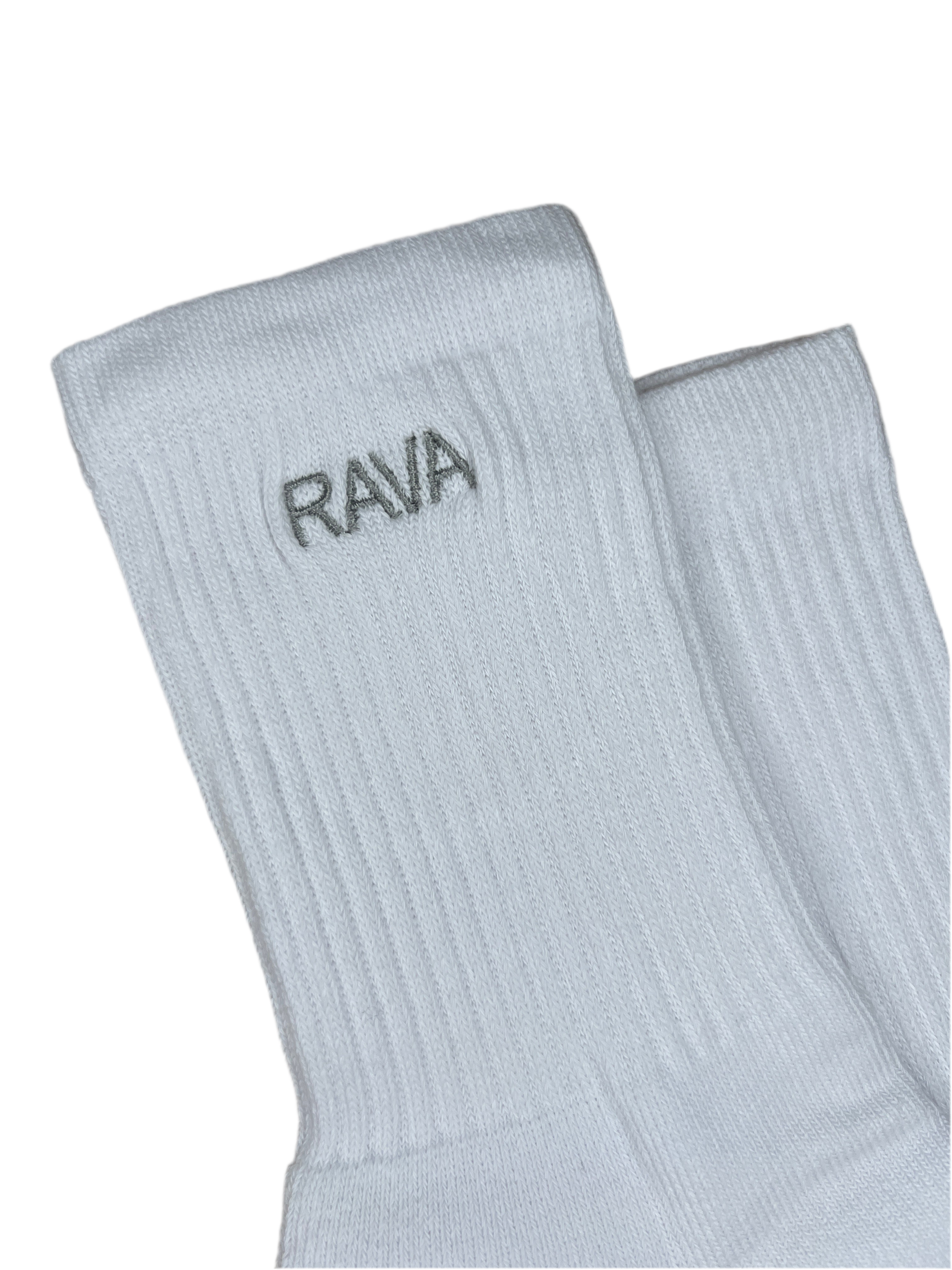 Women’s Mid Everyday Crew Sock (Embroidered RAVA in gray)